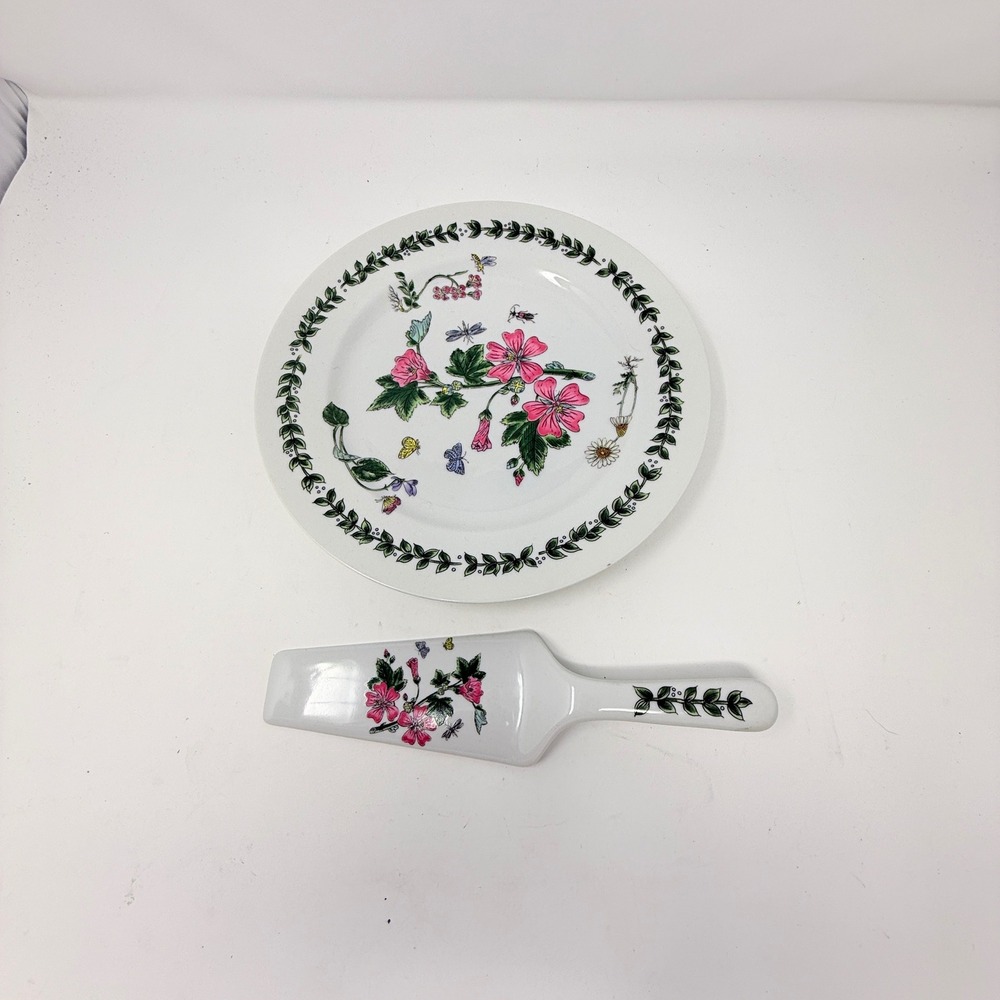 Andrea by Sadek Plate & Cake Server Set, Floral Botanical Japan‎ Decor
